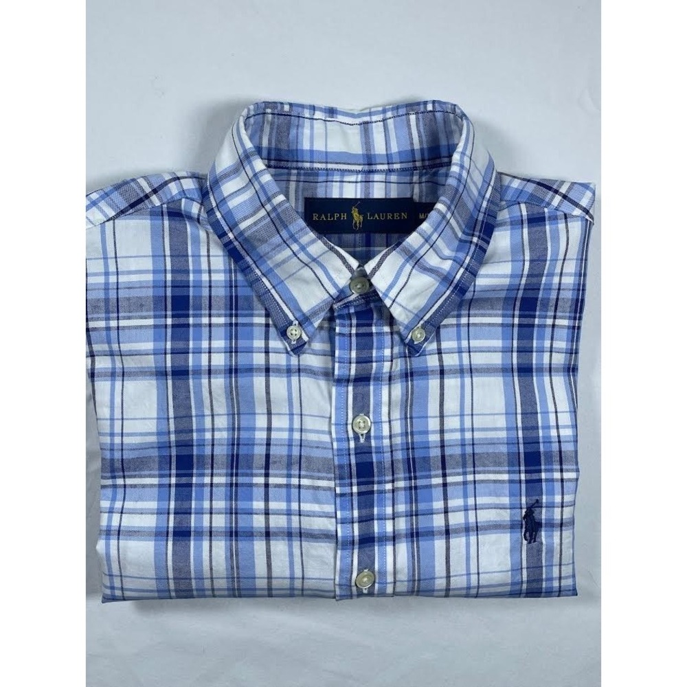 Polo Ralph Lauren - Men | Long Sleeve | Blue Plaid Dress shirt | Size: M | VGUC